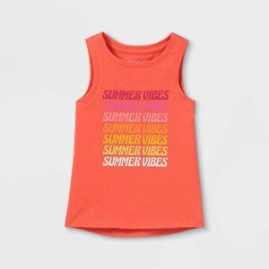 Cat & Jack Coral Toddler Girls' 'Summer Vibes' Graphic Tank Top - Size 3T
